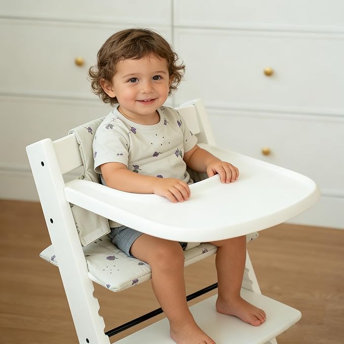 Baby Cushion Set Soft and Comfort High Chair Cushion for Infant, Toddler High Chair Accessories Easy to Clean and Install, Fig Grey