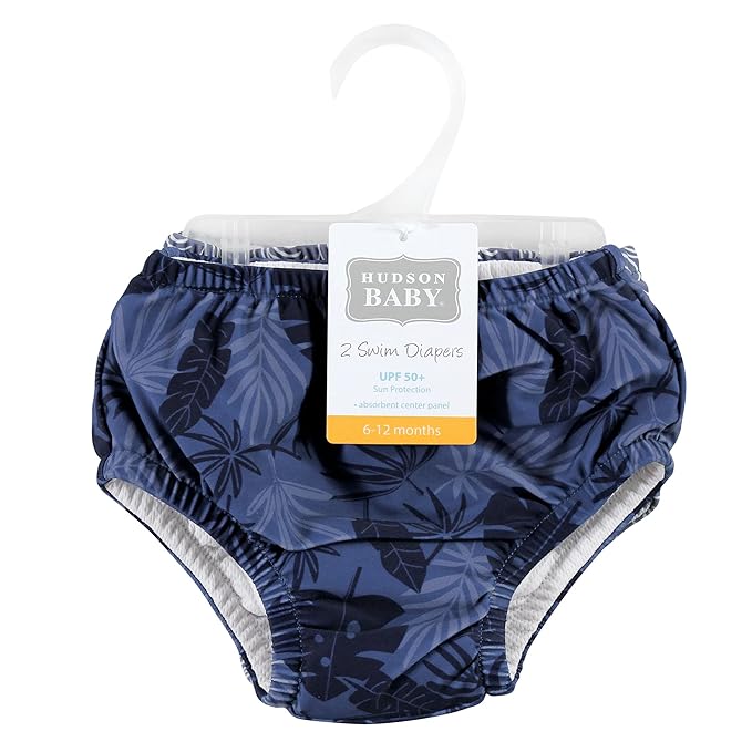 Hudson Baby Unisex Baby Swim Diapers, Tropical, 12-18 Months