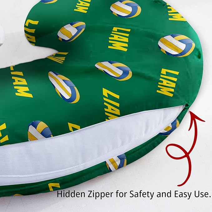 Baby Nursing Pillow Cover - Personalized Name Volleyball Theme Breastfeeding U-Shaped for Bottle Feeding, Ultra Soft Comfortable Breastfeeding Pillow Cover for Infant Baby Boys and Girls