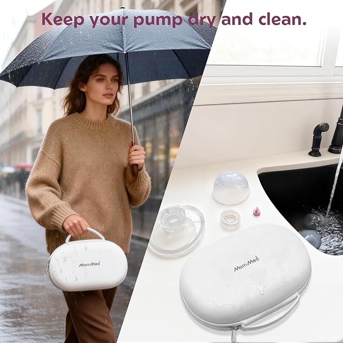 MOMMED Breast Pump Carrying Case, Hard Shell Protective Storage Bag Wearable Pumps & Cozy, Water-Resistant & Portable Breast Pump Case with Interior Strap