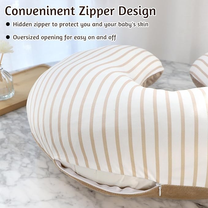 Nursing Pillow Cover 1 Pack, Removable Nursing Pillow Cover for Breastfeeding Pillows, Super Soft Comfortable Slipcover for Boy and Girls, Light Brown
