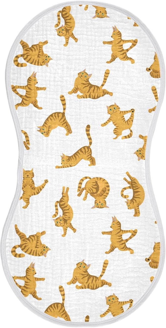 Yoga Tabby Cat Muslin Burp Cloths for Baby 1 Pack Soft 100% Cotton Super Absorbent Baby Washcloths Bibs for Boy Girl