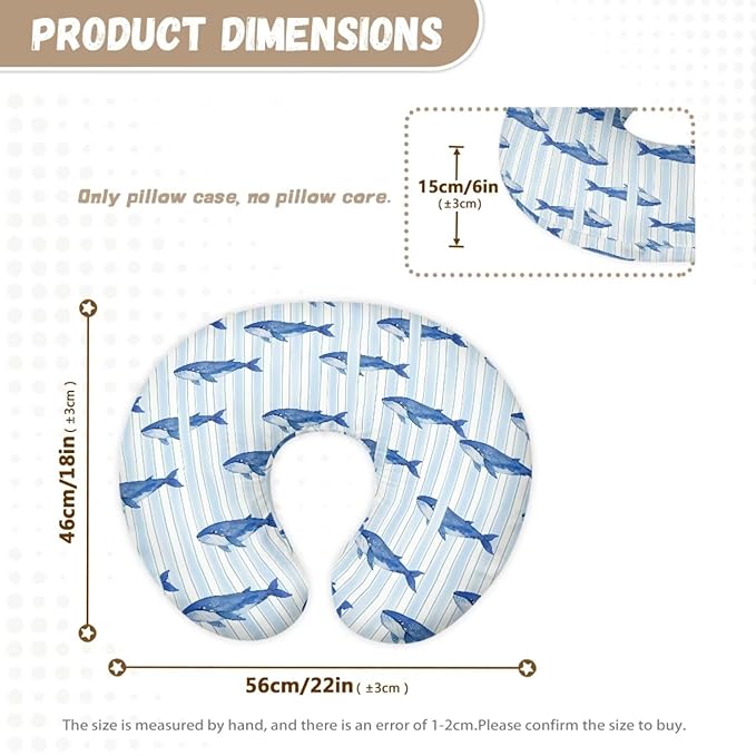 Jeiento Blue Shark Nursing Pillow Covers Soft Stretchy Nursing Covers for Breastfeeding Pillows Reversible Removable Slipcover for Baby Newborn