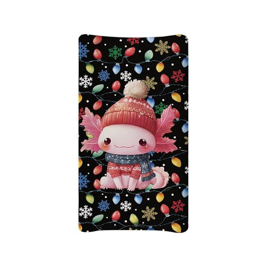 Christmas Changing Pad Cover for Baby Boys Girls, Axolotl Diaper Changing Table Covers Black Changing Table Sheets Fit Most 32''x16'' Baby Changing Pads Nursery Decor