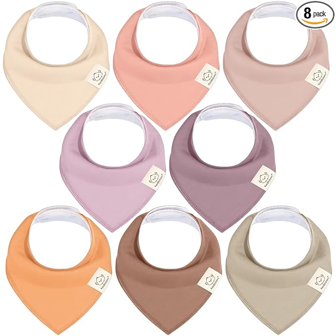 KeaBabies 8-Pack Organic Baby Bandana Bibs for Girls - Super Absorbent Triangle Baby Bibs for Drooling and Teething Infant, 100% Cotton Extra Soft for Newborn, Infant 0-36 Months (Mauve)