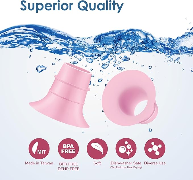 Maymom 19mm Flange Insert Pink Compatible with Elvie Single/Double Electric, Elvie Stride Cup (24mm), Compatible with Medela PersonalFit Flex Shield, Not Original Elvie Replacement Pump Parts