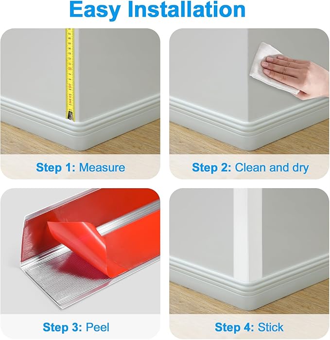 4Pack Aluminum Metal Corner Protector, 45″x 2″ Peel and Stick L Molding Corner Guards with 90° Angle, for Wall Door Frame Cabinet Furniture Baseboard Protection and Decoration (Silver)