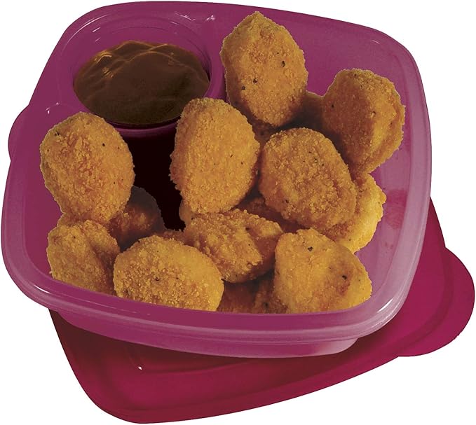COMPAC HOME Take A Dip Food Container Set - 2 Pack Lunch Containers with Side Compartments for Dips, Fruit, Chips, Sandwiches, Meal Prep Organization