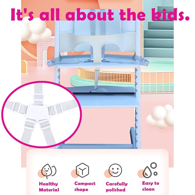 5 Point Harness Seat Belt Strap Belt,High Chair Strap,Baby Safe Harness for Stroller Pushchair Pram Buggy Safe Protection,Harness Strap Belt,Shoulder Strap Belts(White)