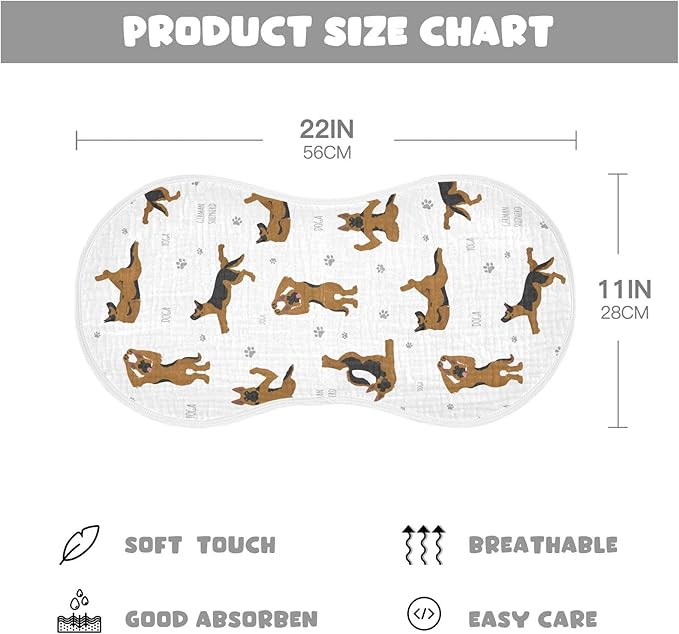 vvfelixl Burp Cloths Yoga Dogs German Shepherd for Baby Boy Girls Baby Washcloths Burp Rags 1 Pack