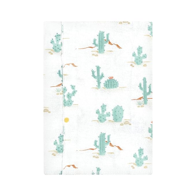 Hudson Baby Unisex Baby Cotton Flannel Burp Cloths, Desert Cactus 4-Pack, One Size