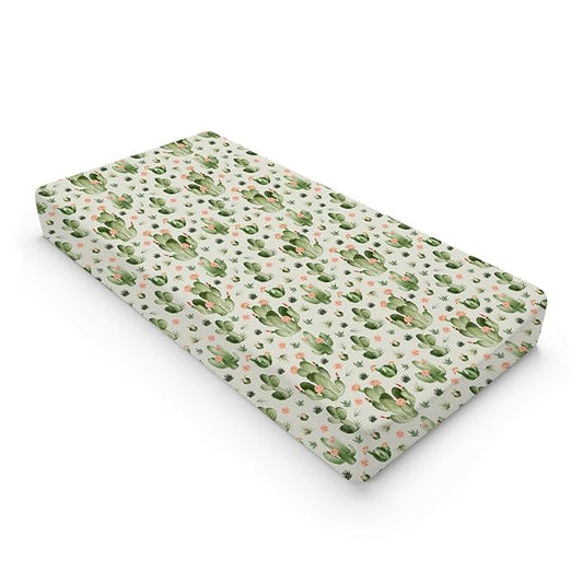 Desert Cactus Floral Diaper Baby Changing Pad Covers for Boy Girl 32''x16'' Watercolor Cactus Southwest Plants Fitted Change Table Mats Vintage Cactus Flowers Soft Breathable Cradle & Bassinet Sheets