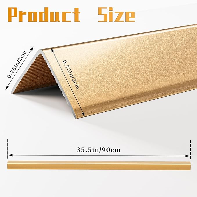 Metal Wall Corner Protector, Aluminum Corner Guards, Décor for Edge of Door Window Table Furniture Cabinets Fireplaces Tile Trim Edging, Size 35.5" L x 0.75" W (5 Pack,Gold)