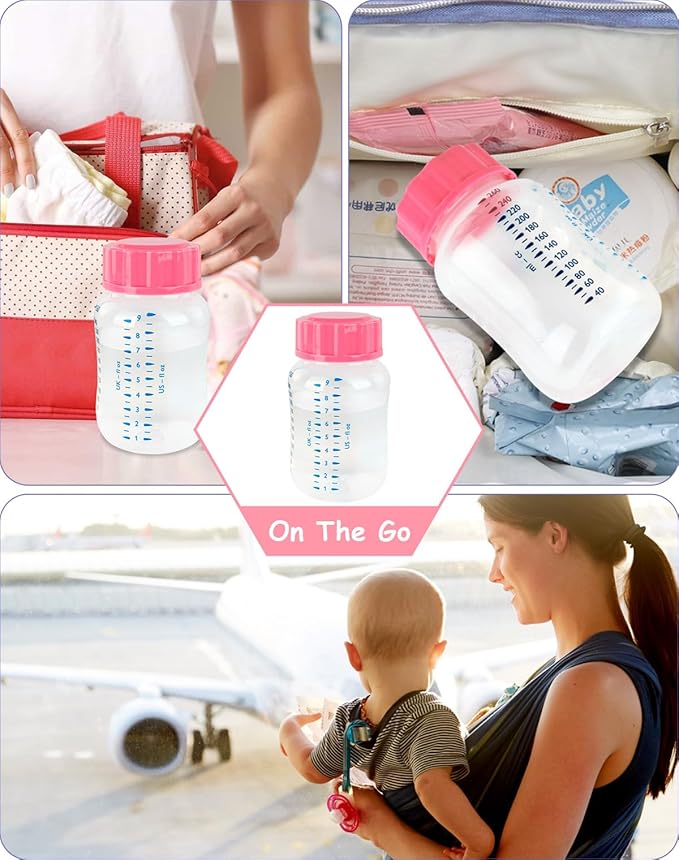 Travel and Storage Bottle Caps Compatible with Avent Baby Bottles, Bottle Lids Replacement, 8 Count, Pink