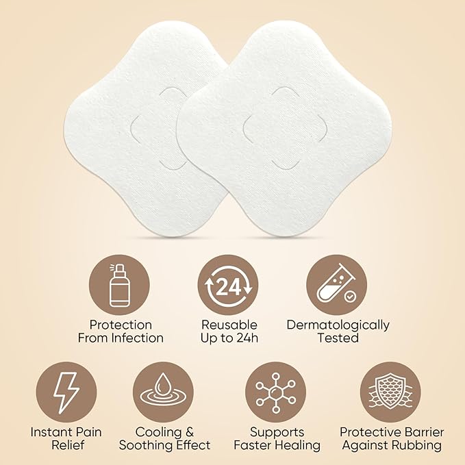 AUSLKA Hydrogel Nipple Pads Instant Cooling, Hydrogel Breast Pads with Soothing Lanolin, Soothies Gel Nursing Pads Provide Instant Cooling Relief, 10 PCS