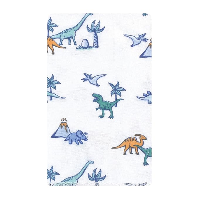 Hudson Baby Unisex Baby Cotton Flannel Burp Cloths 10-Pack, Pastel Dino, One Size