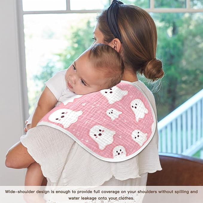 vvfelixl Muslin Burp Cloths Flying Halloween Ghost Baby Washcloths for Baby Girl Boys 2 Pack