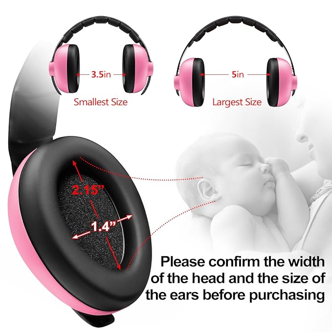 BBTKCARE Baby Headphones Noise Cancelling Headphones for Babies for 3 Months to 3 Years (Pink)