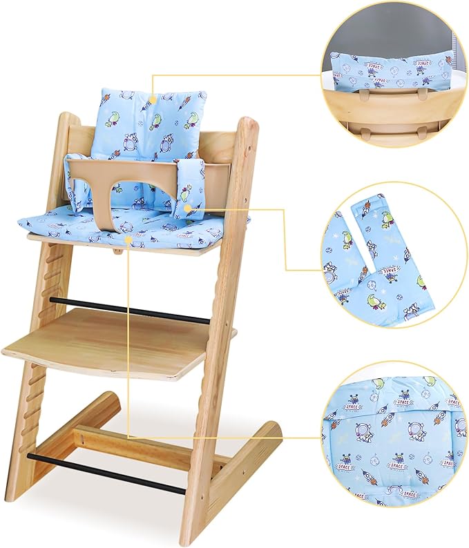 For Tripp Trapp High Chair Cushion, Soft And Comfortable For Tripp Trapp High Chair Cushion, For Tripp Trapp Cushion Set Makes It Safer And More Comfortable For Baby To Sit On (Blue Space Pattern)