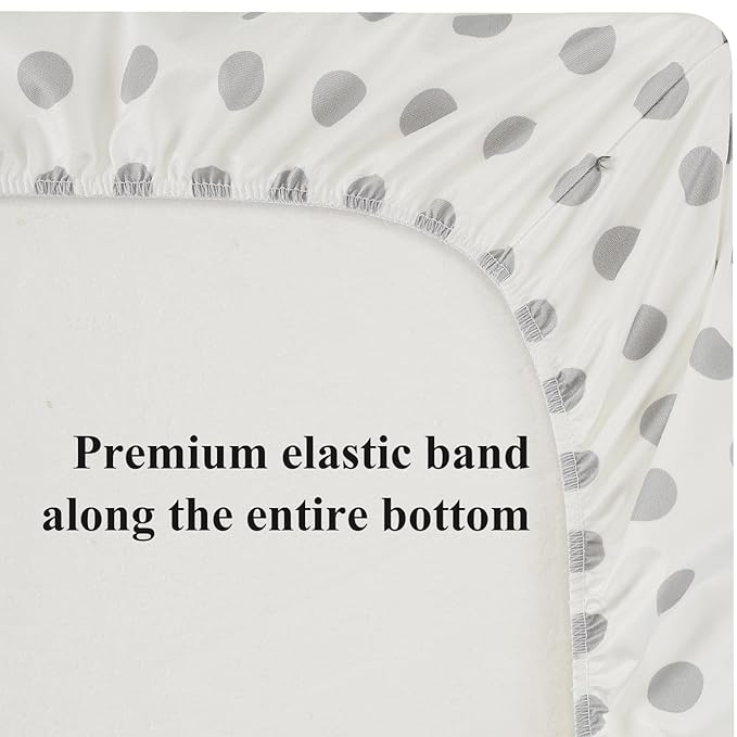 Fadacudan Waterproof Bassinet Sheet Compatible with Pack n-Play Dome LX Bassinet(not playard), 2 Pack Jersey Knit Super Soft for Baby Grey Stripes & Polka Dots