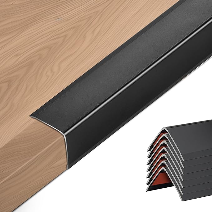 8PCS 36" Black Metal Corner Protector, Peel and Stick Aluminum Corner Guards L molding Tile Trim, Suit for Wall Door Frame Cabinet Baseboard Decor, Size 36in x 1.6in (Pack of 8)