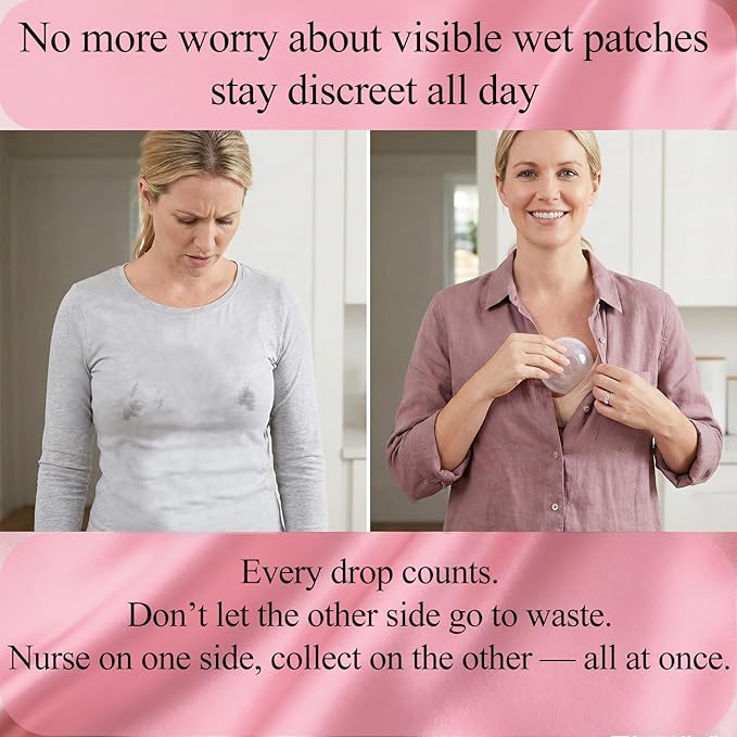 Breast Milk Collection Cups (2 Pack) - Reusable Silicone Breast Shells & Milk Catcher - Wearable Nursing Cups for Bra to Protect Sore Nipples - Leak Proof Breastfeeding Essentials