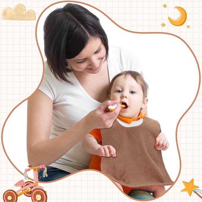 Foaincore 6 Pcs Pullover Baby Bibs Cotton Terry Toddler Absorbent Infant for Feeding and Drooling Towel Bib (Warm Color)