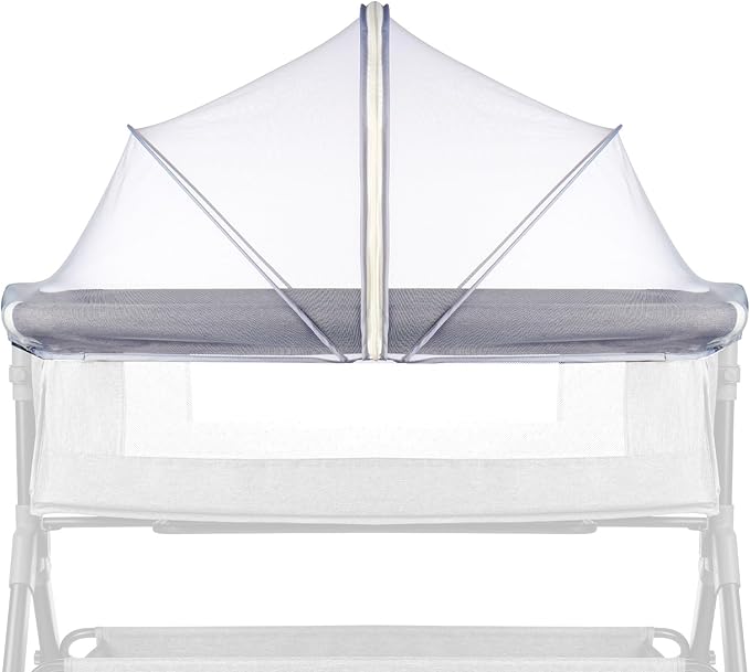 Bassinet Cover Mosquito Net for Babies to Keep Insects/Bugs/Cats Out, Toddler Bassinet/Bedside Sleeper/Crib Net with Two-Way Zippers & Storage Bag, Breathable Mesh Holes, White