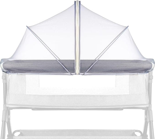 Bassinet Cover Mosquito Net for Babies to Keep Insects/Bugs/Cats Out, Toddler Bassinet/Bedside Sleeper/Crib Net with Two-Way Zippers & Storage Bag, Breathable Mesh Holes, White