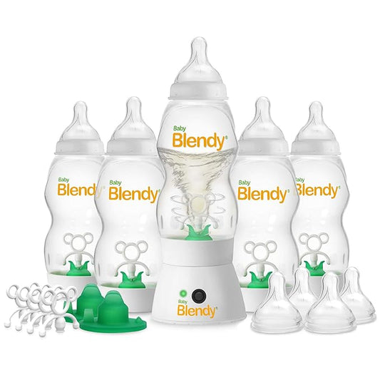 Baby Bottles - Best Infant to Toddler Milk Feeding Containers with Anti-Colic | Air Vent System - with Blender Mixer for Babies Newborns Infants Toddlers | (3-6 Months) Elite Bundle
