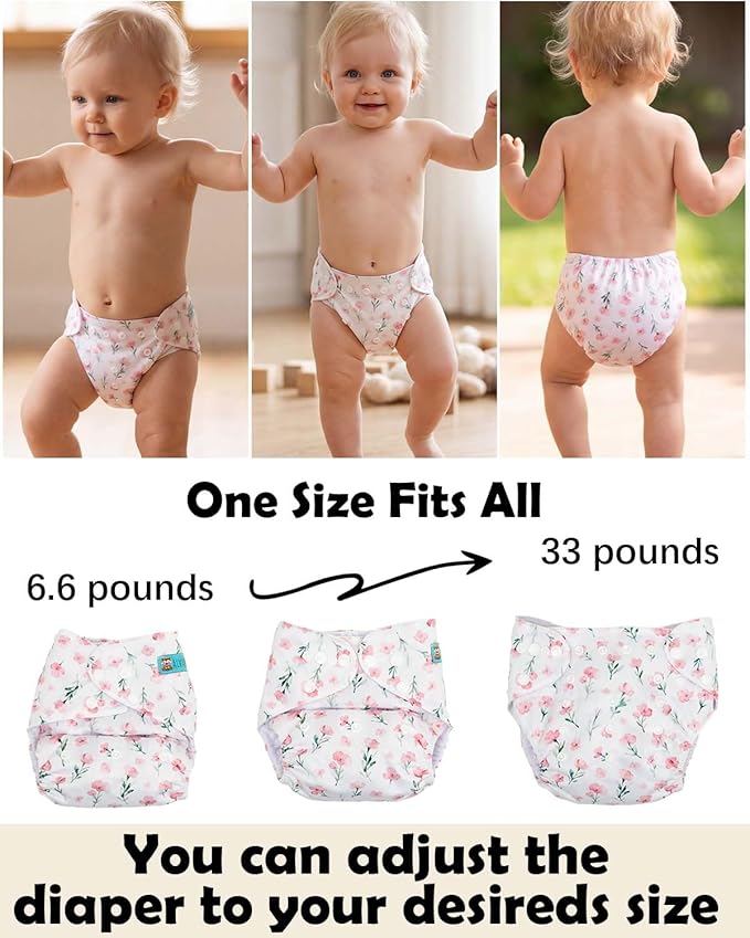 ALVABABY Baby Cloth Diapers 6 Pack with 12 Inserts Cloth Diaper Covers Adjustable Washable Reusable for Baby Girls and Boys 6DM138A