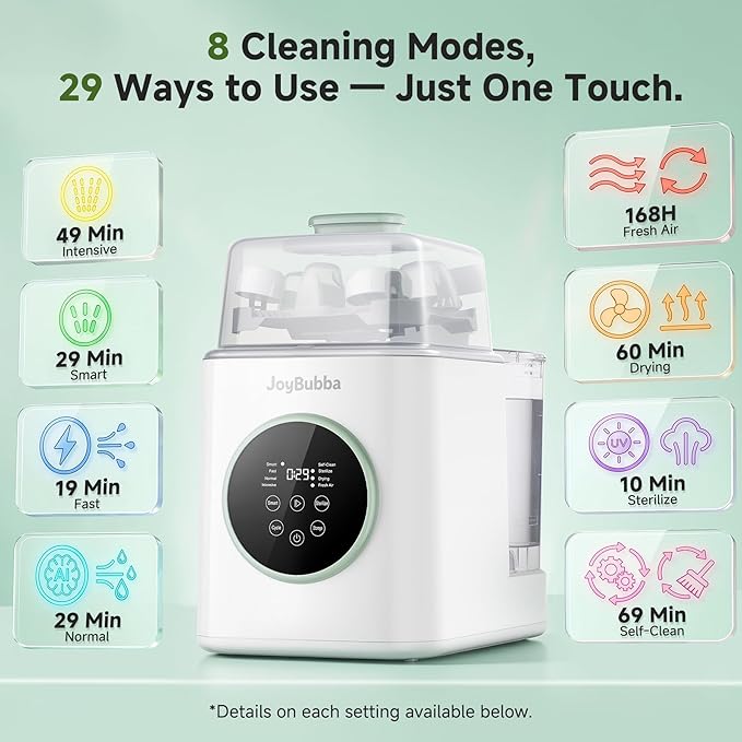 Bottle Washer, Sterilizer & Dryer – 4-in-One Cleaner for Baby Bottles, Pump Parts & Baby Essentials with 3 High-Temp Sterilization Modes, Includes 60 Cleaning Tablets – Saves Time & Effort.