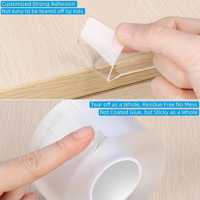 4Pack Clear Edge Protector Strip, 0.8in x 3.28FT(13.12FT Total), Sharp Edge Wrap Cover Tape, Self Adhesive Protective Bumper Guards for Cabinet Door Desk Glass Table Furniture, Kitchen Countertop