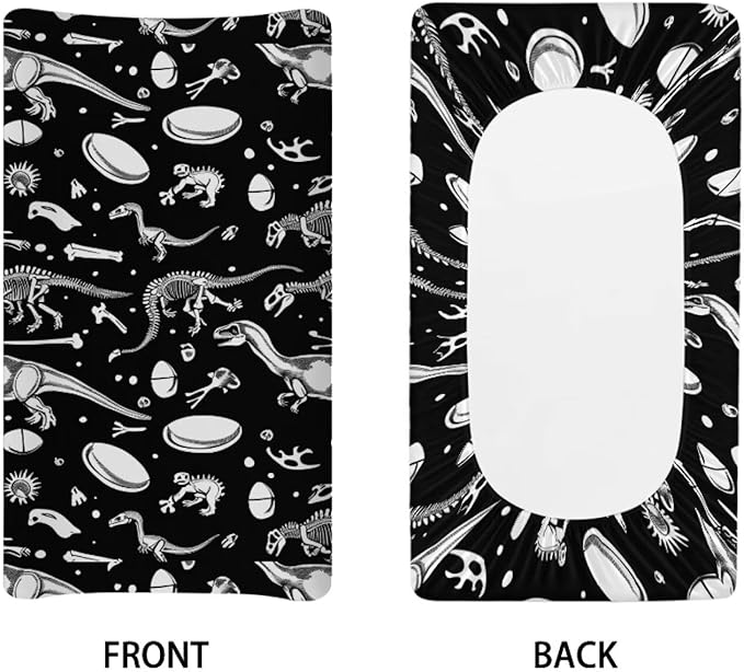 Changing Pad Covers for Boys Girls, Black Dinosaurs Diaper Changing Table Pad Cover Soft Breathable Changing Mat Cover for 32''x16" Cute Birthday Gifts for Baby