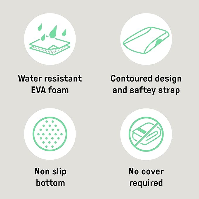 Ingenuity Comfy Clean Changing Pad, Waterproof EVA Foam, Easy-Wipe Cushion with Safety Strap & Non-Slip Bottom, Fits Standard 31 in x 17 in Tables, Newborn & Up