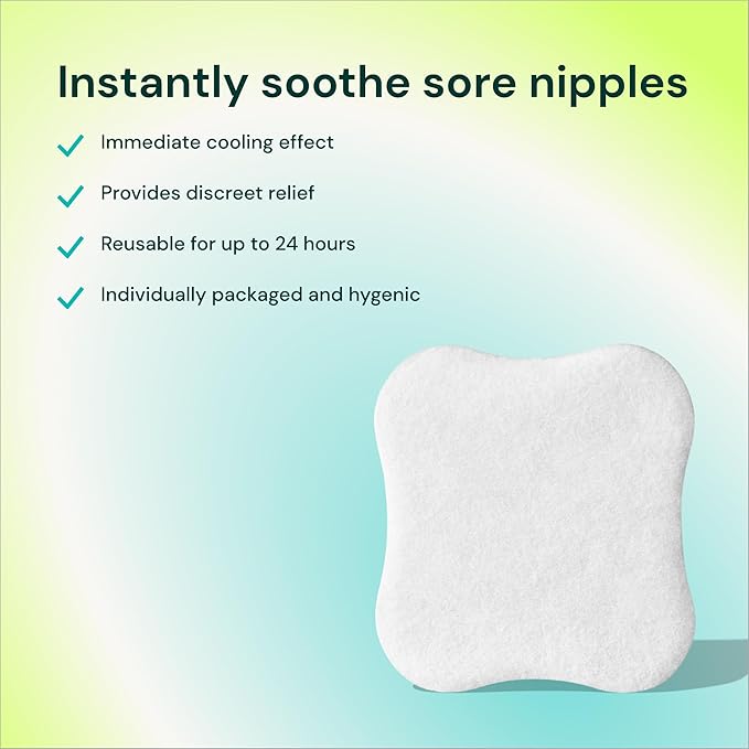 Willow Cooling Gel Nipple Pads for Breastfeeding, 6 Count, Soothing Nursing Pads for Sore Nipple Relief, Reuse for Up to 24 Hours and Enjoy Immediate Cooling Effect White