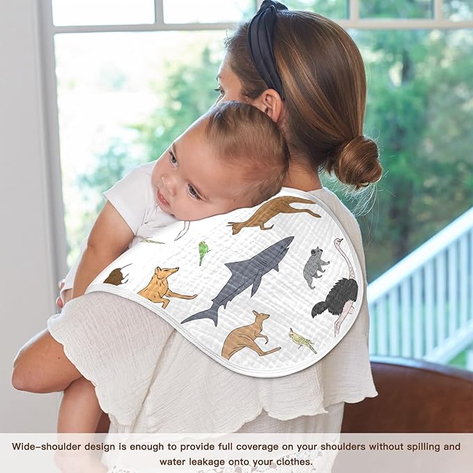 Australian Animal Koala Kangaroo Muslin Burp Cloths for Baby 2 Pack 100% Cotton Baby Washcloths Bibs for Boy Girl