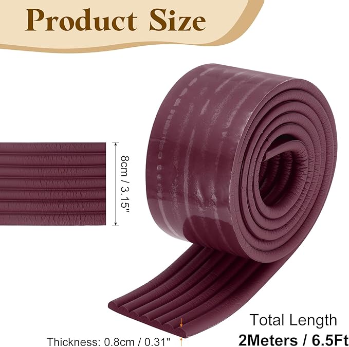 uxcell Bunk Bed Ladder Pad, 6.5ft NBR Self-Adhesive Corner Edge Protector Soft Furniture Corner Guard for Ladder Table Desk Edge, Dark Brown