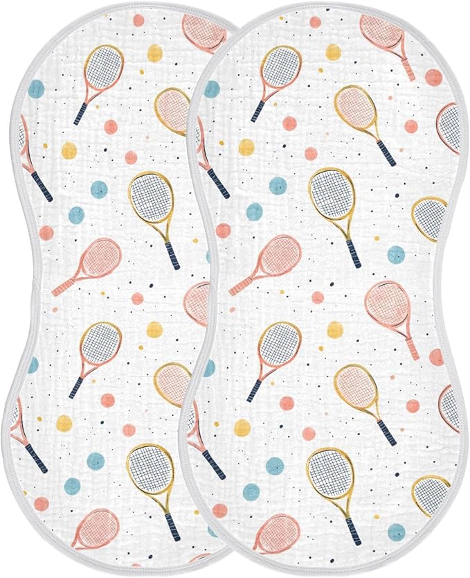 vvfelixl Vintage Tennis Racket Burp Cloths for Baby Boy Girls Baby Washcloths Burp Rags 1 Pack