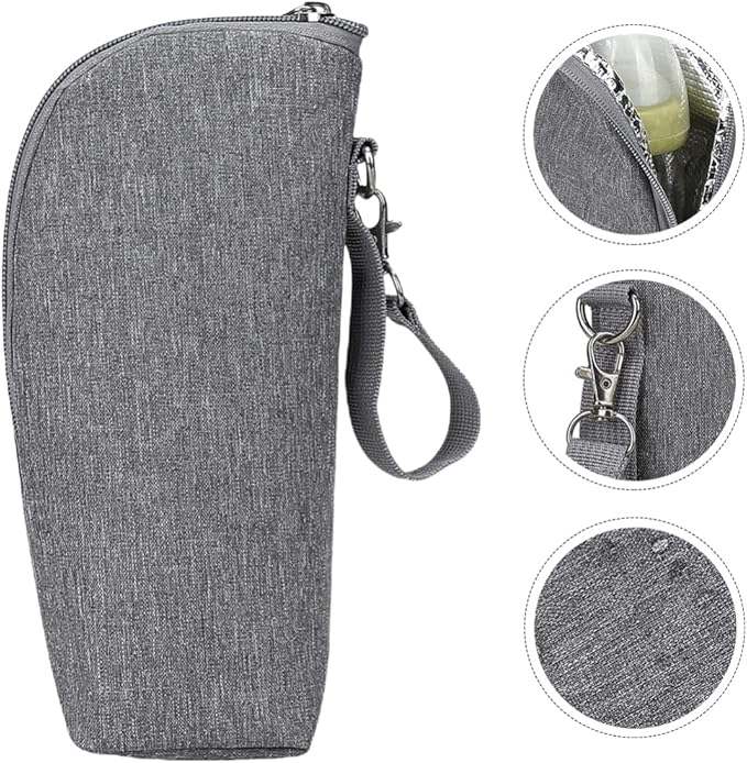 Baby Bottle Cooler Tote Bags Insulated Breastmilk Cooler Bag Bottle Cooler Warmer Bag for Mom Daycare Travel or Back to Work Mom Grey