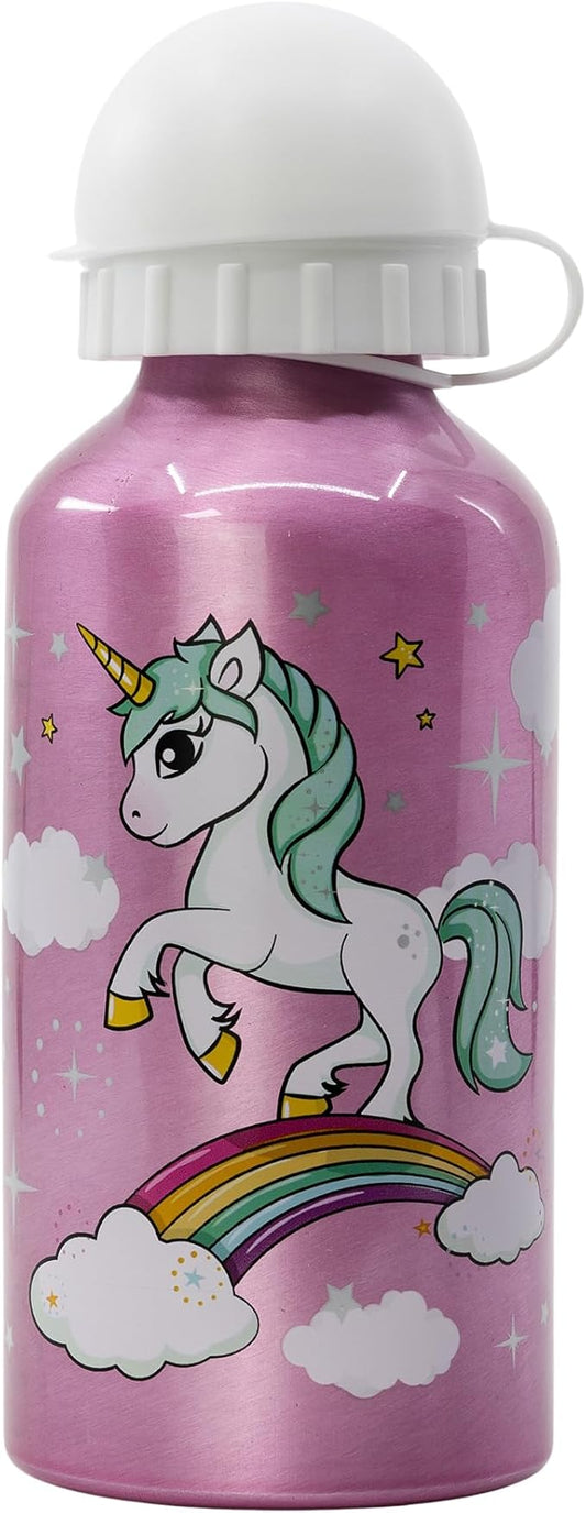 Stor 9711 Small Aluminium Bottle 400 ML Unicorn Rainbow