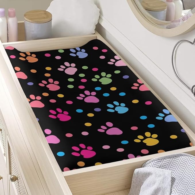 Dog Paw Baby Diaper Changing Pad Cover Toddler Portable Changing Pad Sheets Newborn Infant Changing Table Covers Bassinet Mattress Pads