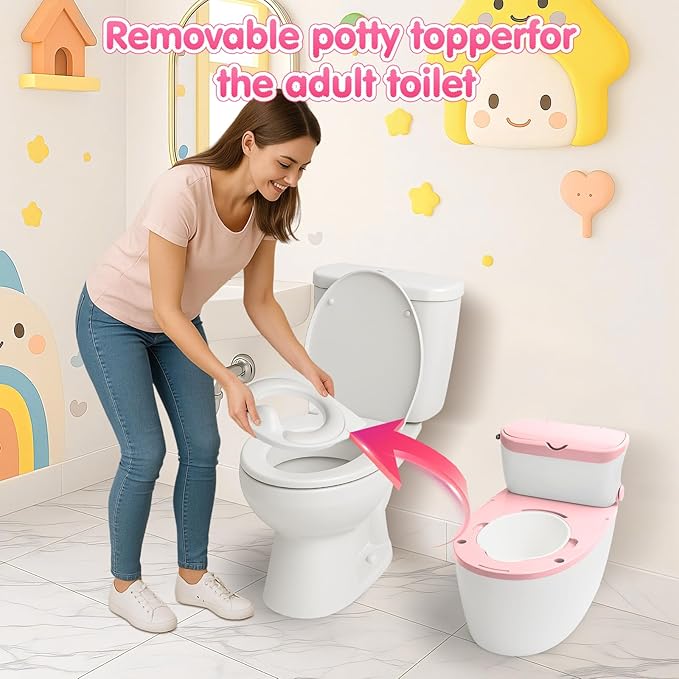 3-in-1 Toddler Potty Training Toilet - Realistic Toddler Toilet with Flushing Sound & Paper Holder | Removal Potty Training Seat | Kids Potty as Stool for Boys and Girls