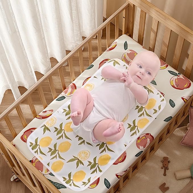 Foldable Baby Changing Mat 2 Pack, Diaper Changing Pad Waterproof Travel Diaper Mat Infant Urinal Pad Baby Changing Kit for Home Travel Outside. (Pink+Yellow)