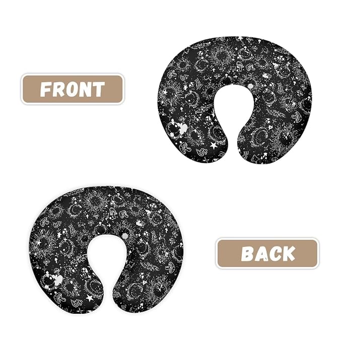 Mushroom Print Baby Nursing Pillow Cover Moon Sun Patterns Soft Breathable Breastfeeding Pillow Cover for Boys Girls, Safe and Snug, Stretchy Feeding Pillow Case with Hidden Zipper