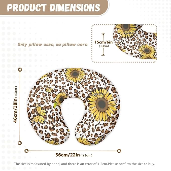 Leopard Sunflower Girls Boys Nursing Pillow Cover for U-Shaped Feeding Pillow Breastfeeding Super Comfy and Soft for Baby, Baby Mom Essentials, 1 Pack