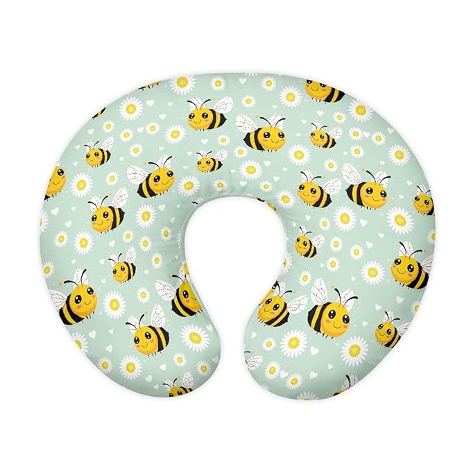 Bee Daisy Breastfeeding Pillow Cover Nursing Cover for Newborn Girls Boys Super Soft and Comfortable Slipcover Gift, 2 Packs