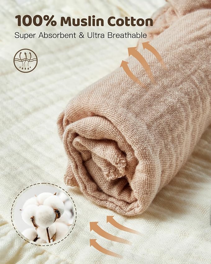 Lictin 8-Pack Muslin Baby Bibs - Bandana Drooling and Teething Bibs, Unisex Cotton