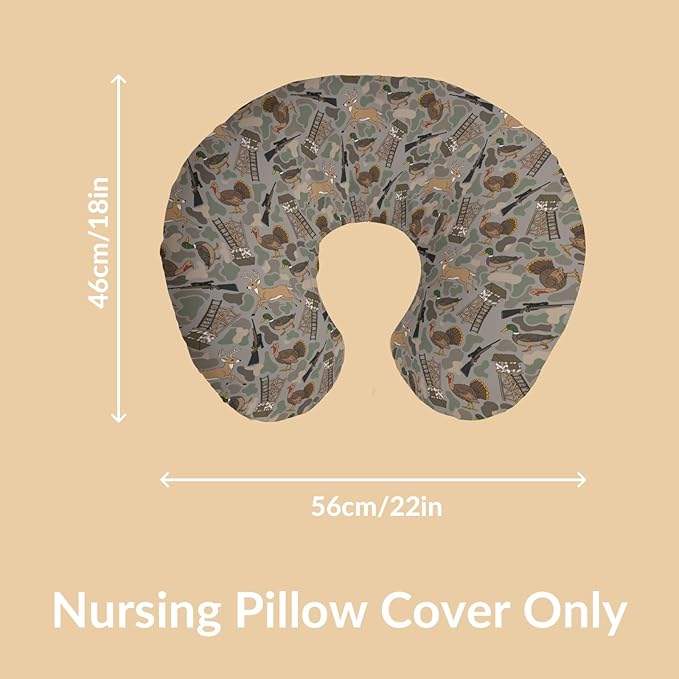 Vintage Hunting Animals Nursing Pillow Covers Hunting Mallard Duck Deer Turkey Nursing Cover for Breastfeeding Camouflage Outdoor Adventure Soft Slipcover for Baby Girls Boys Newborn