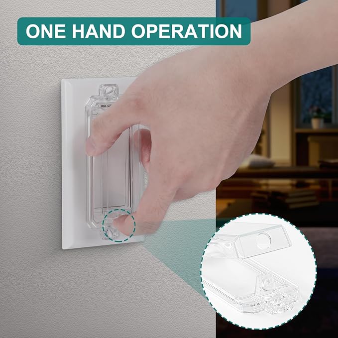 CLYMENE 2 Pack Light Switch Cover Guard, Child Proof Wall Switch Cover Keeps Lights or Switches from Being Accidentally Turned ON or OFF, Rocker Style (Clear)